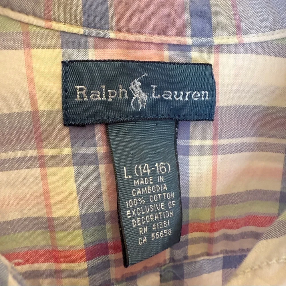 Ralph Lauren Boy’s Plaid Long Sleeve Button-Down Shirt Size L Multicolor Casual